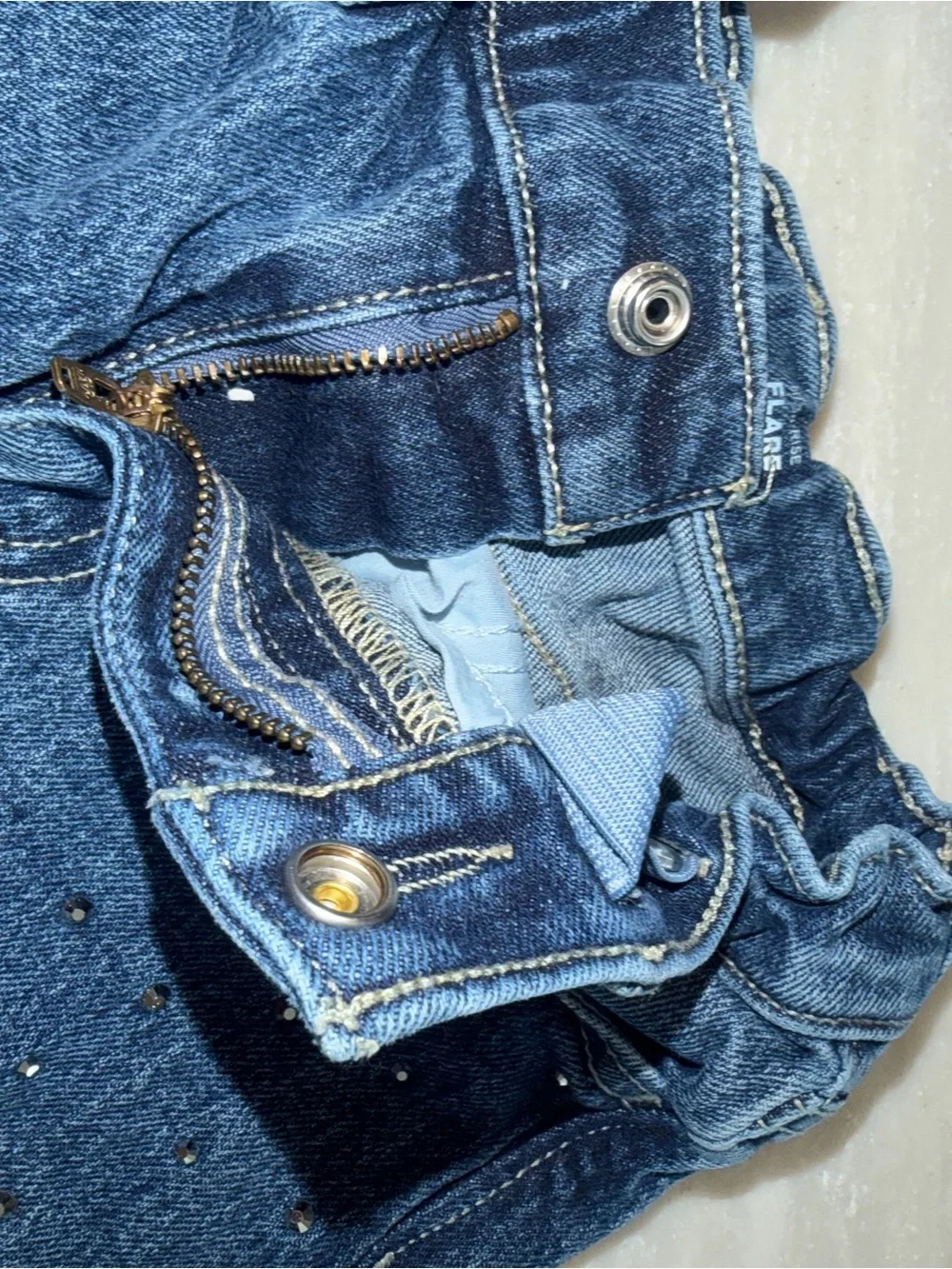 Old Navy Girls Size 8 High-Rise Rhinestone Flare Jeans